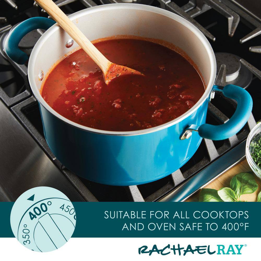 Teal Shimmer Aluminum Nonstick 6-Quart Stockpot with Lid