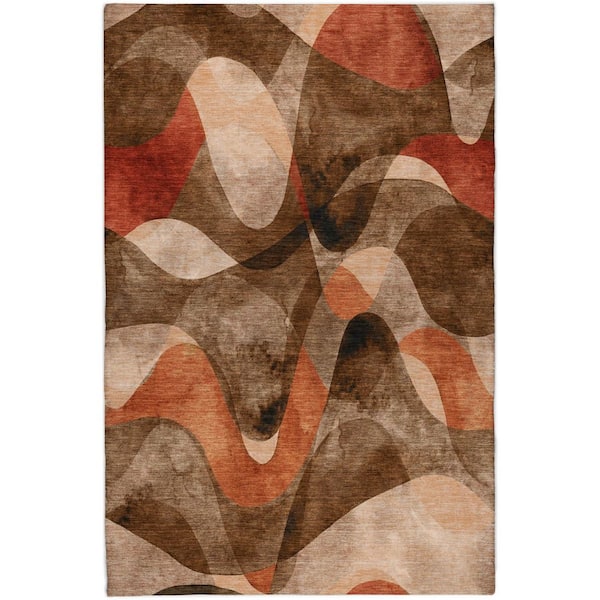 Dream Shag Premium Machine Washable Abstract ADS536 Chocolate 8 ft. x 10 ft. Area Rug