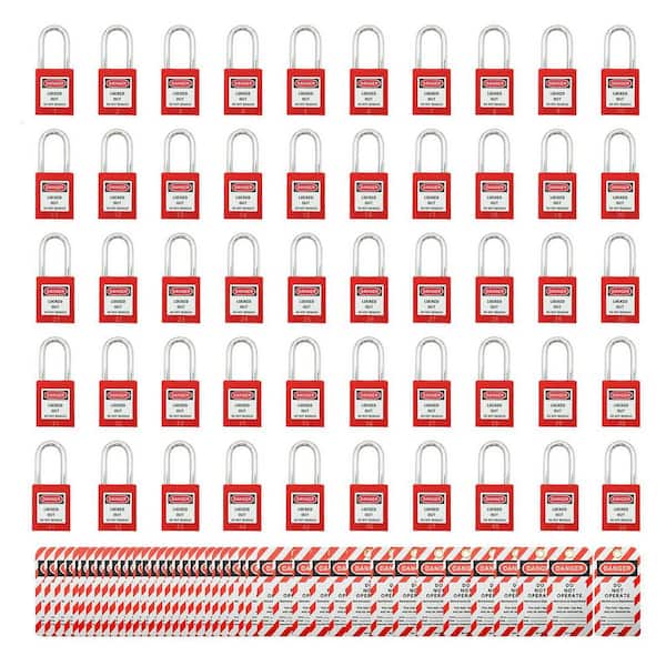 50-Pack Keyed Different Lockout Tagout Locks with Tags-Loto Safe Padlocks for Stations and Devices
