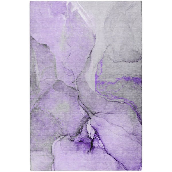 Dream Shag Premium Machine Washable Abstract ADS506 Purple 9 ft. x 12 ft. Area Rug
