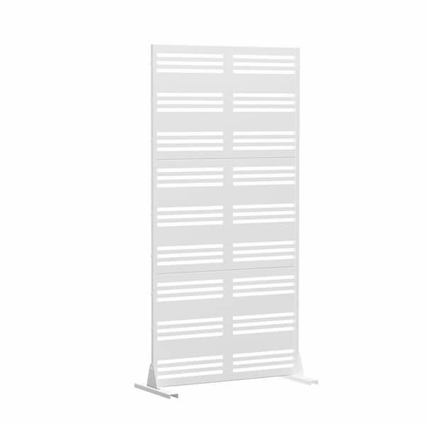 2.92 ft. x 6 ft. Outdoor and Indoor Freestanding Metal Flat Framed Privacy Screen, Fence Panels in Type-B Shutters White