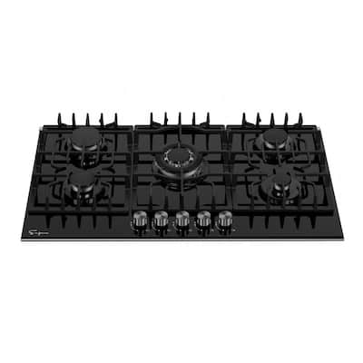 Built-in 30 in. Gas Cooktop Gas Stove in Black 5 Sealed Burners