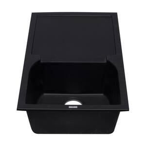 Drop-In Granite Composite 33.88 in. Single Bowl Kitchen Sink in Black