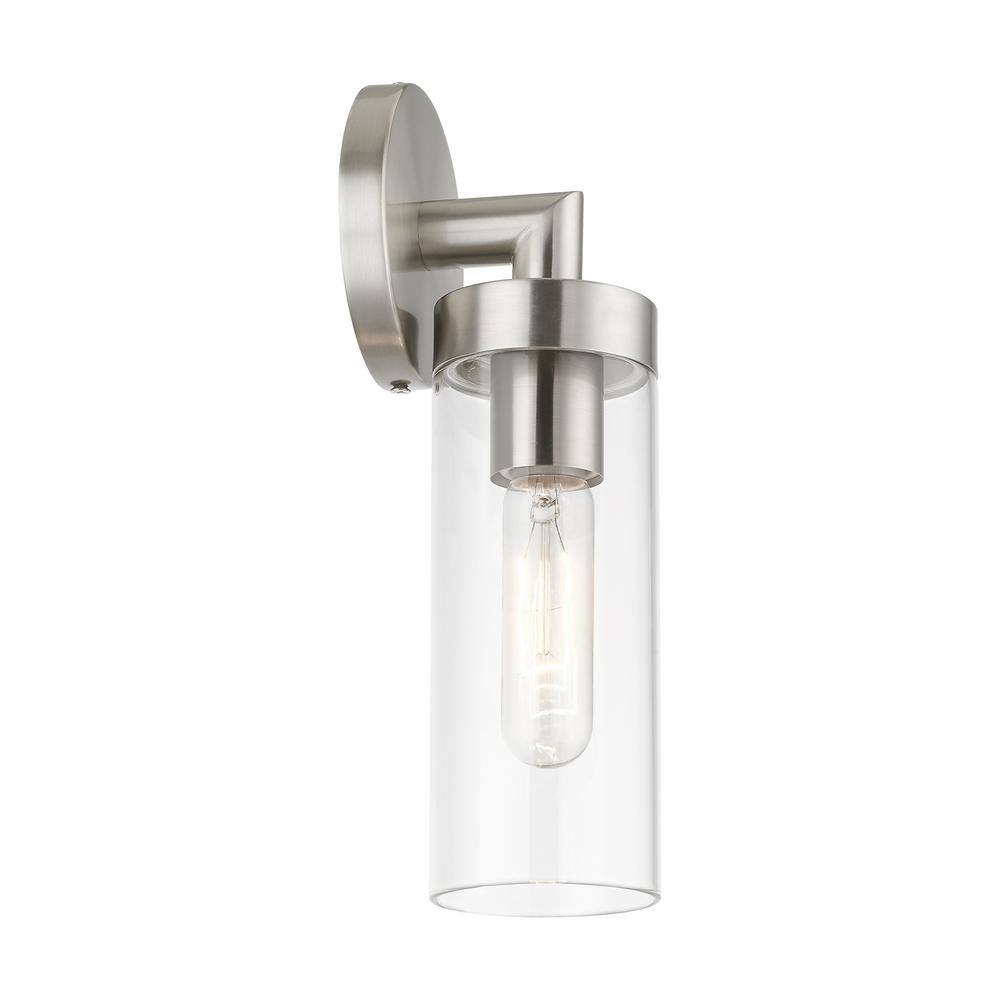 Ludlow Brushed Nickel 1-Light ADA Compliant Sconce with Clear Glass Shade
