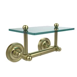 Prestige Regal Collection Double Post Toilet Paper Holder with Glass Shelf in Satin Brass