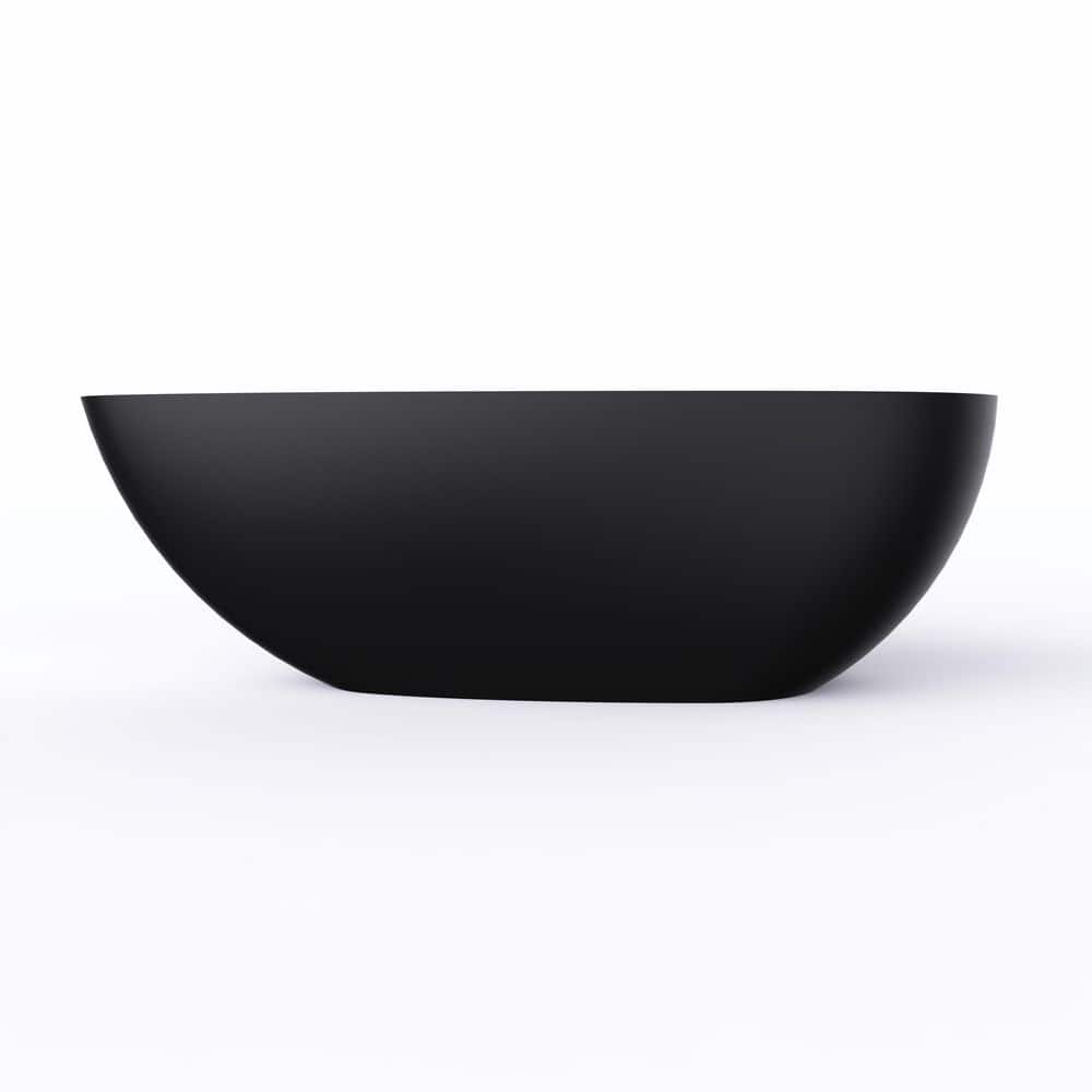 Matte Black 67'' Solid Surface Freestanding Soaking Bathtub