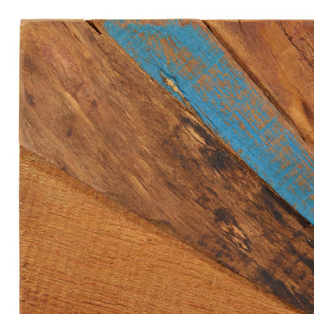 39" x 18" Multicolor Teak Wood Starburst Handmade Radial Wall Decor