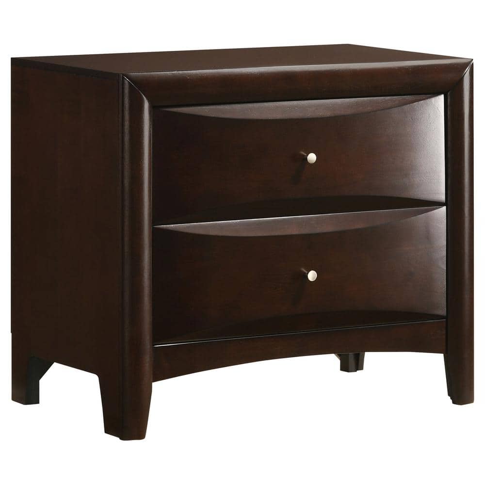 Transitional Brown 2-Drawer Wooden Nightstand
