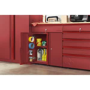 Heavy Duty Welded 20-Gauge Steel 1-Drawer 2-Door Garage Base Cabinet in Red (28 in. W x 32 in. H x 21.5 in. D)