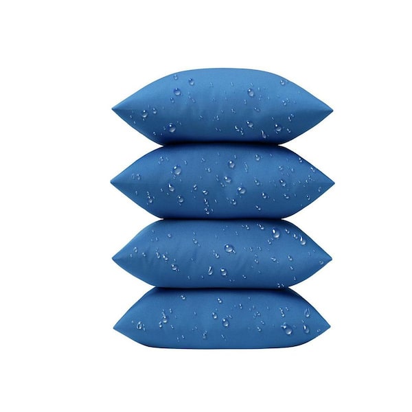 18 x 18 in. Waterproof Outdoor Throw Pillow Inserts, Pack of 4 Premium Dual Usage Outdoor Pillow Inserts, Blue
