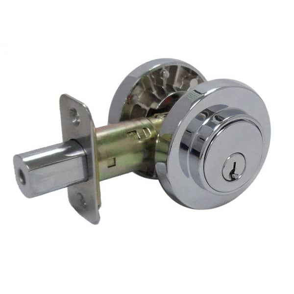 Faultless Double Cylinder Bright Chrome Round Contemporary Deadbolt