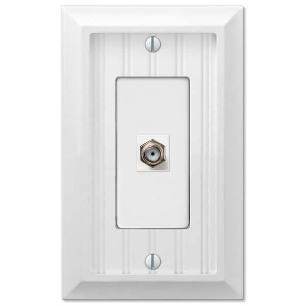 AMERELLE Cottage 1-Gang White Coaxial BMC Wood Wall Plate