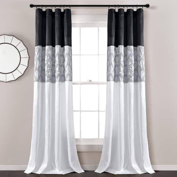 HOMEBOUTIQUE Maria Window Curtain Panel Black/White Single 42 in. W x 84 in. L