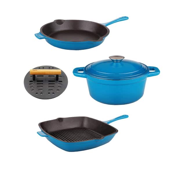 Neo Enamel Cast Iron 5-Piece Cookware Set, Blue