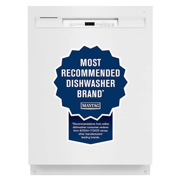 24 in. White Front Control Built-In Tall Tub Dishwasher with Stainless Steel Tub and Dual Power Filtration, 50 dBA