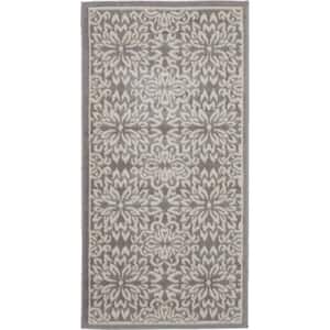 Gray 2 ft. x 4 ft. Floral Area Rug