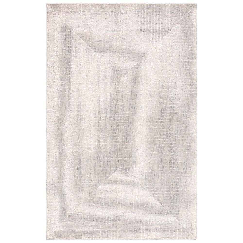 Handmade Grey and Ivory Wool Abstract 9' x 12' Area Rug