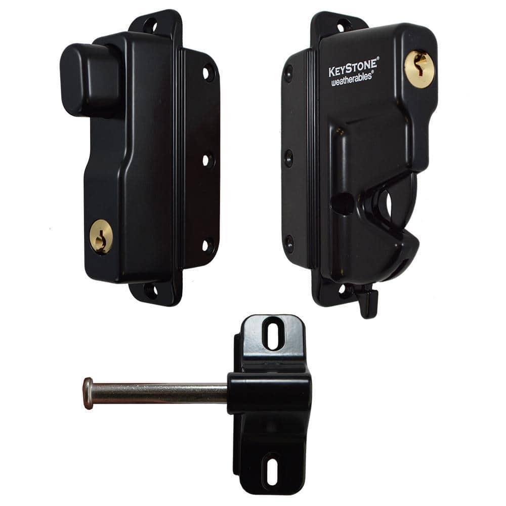 Black Zinc Diecast Metal 2-Sided Key-Lockable Gate Latch
