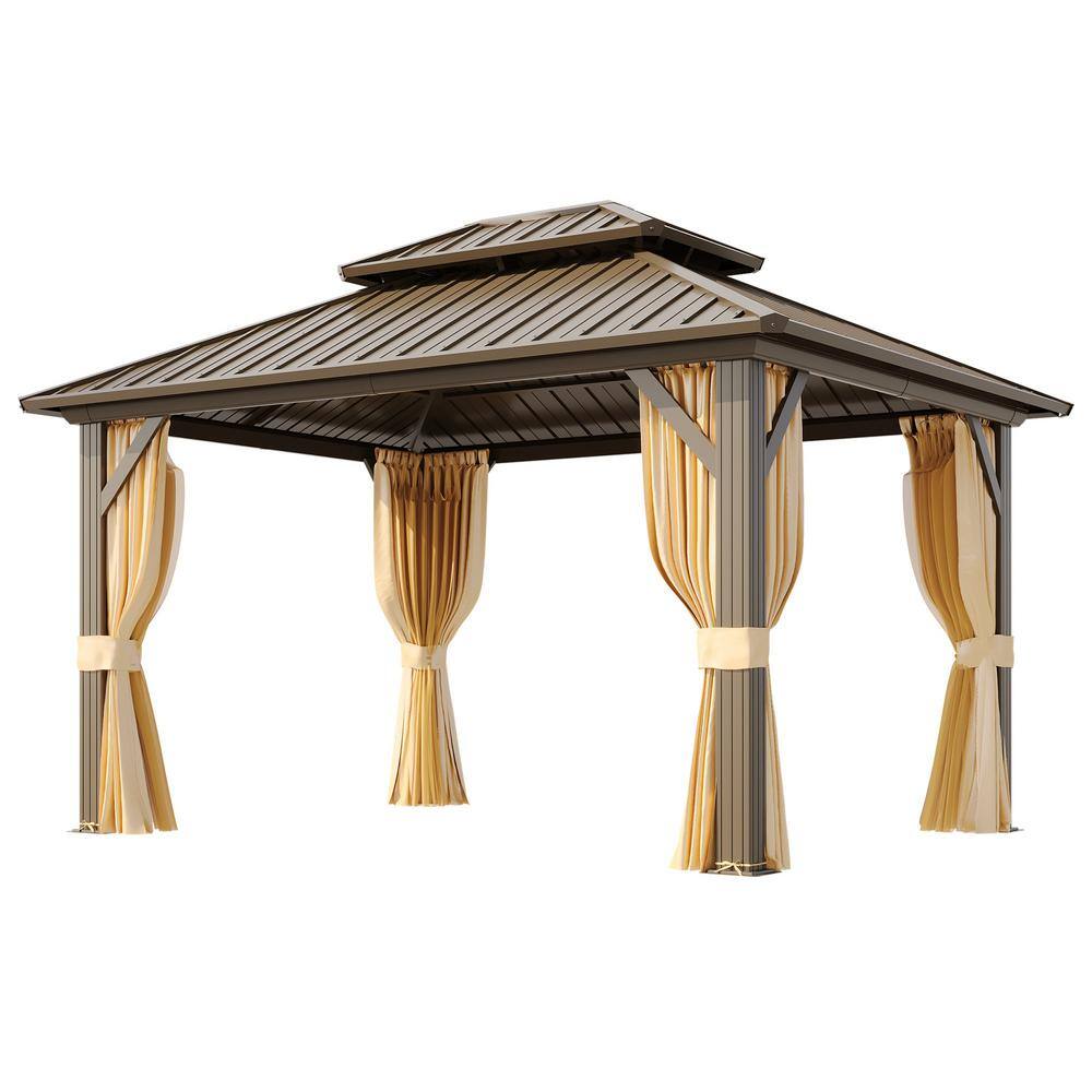 10 ft. x 12 ft. Hardtop Gazebo with Galvanized Steel Double Roof and Aluminum Frame, Brown price history on PriceWatchPro