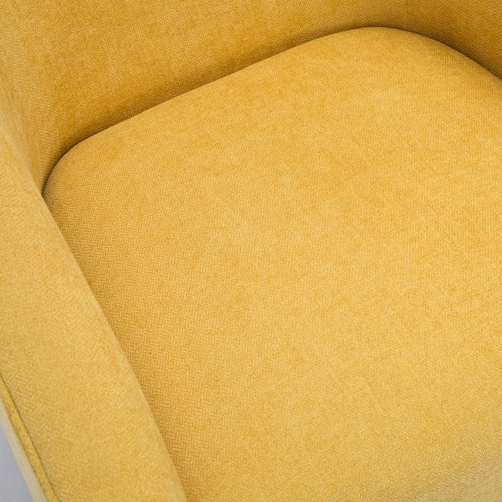 Goldenrod Wood Swivel Barrel Accent Chair with Black Base