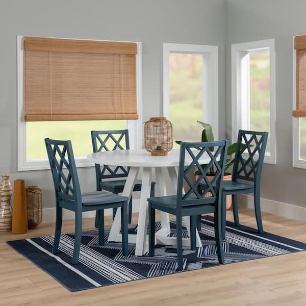 Linon Home Decor Mori 5-Piece Round White and Graphite Gray Wood Top Dining Room Set Seats 4