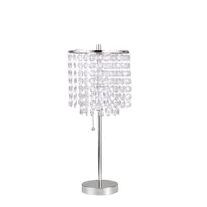 19 in. H Chrome Crystal Table Lamp, E27, Bulb Not Included