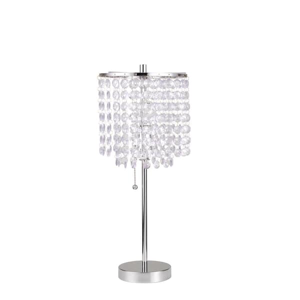 Sunpez 19 in. H Chrome Crystal Table Lamp, E27, Bulb Not Included