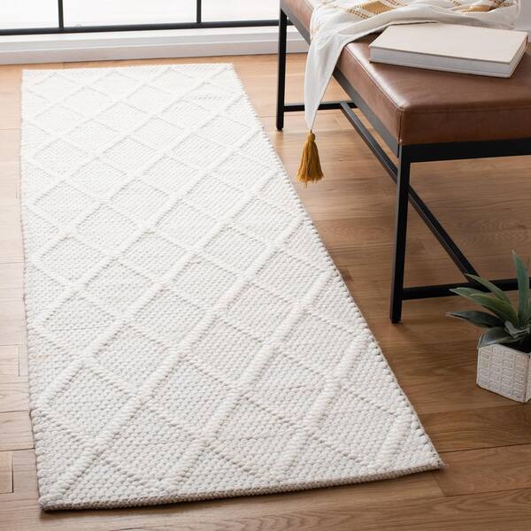 Natura 2 ft. x 18 ft. Ivory Zig-Zag Geometric Runner Rug