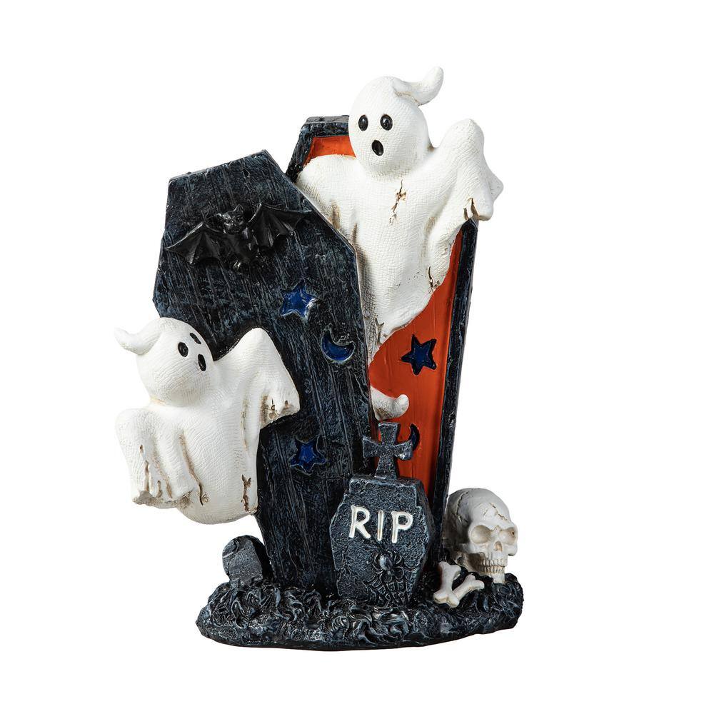 Glitzhome 9.75 in. H Halloween Polyresin Ghost Gravestone Table Decor ...