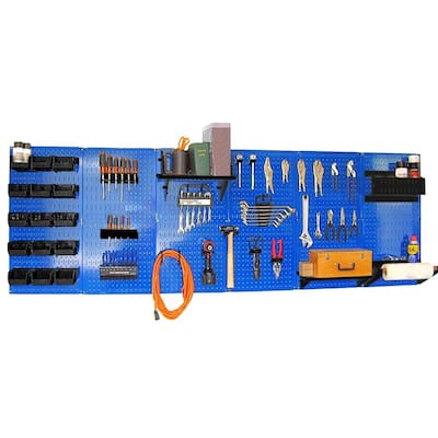 Wall Control 32 In. X 32 In. Overall Size Blue Metal Pegboard Pack With ...