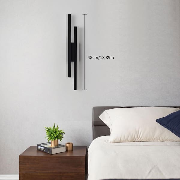 OUKANING 18.89 in. 1-Light Modern Black LED Wall Sconce with PVC