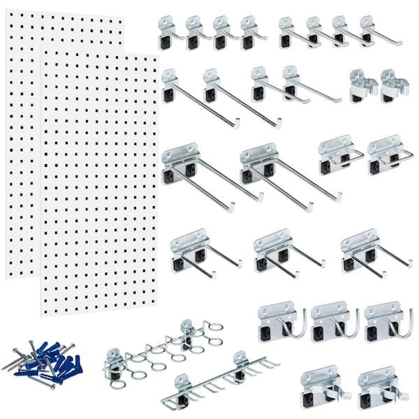 Triton Products LocBoard Wall System Square Hole Pegboard and Locking Hook Organizer