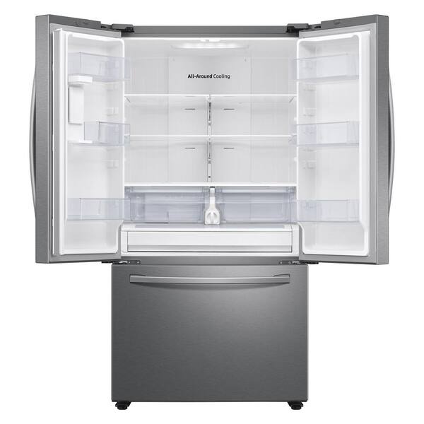 Samsung 28 Cu Ft 3 Door French Door Refrigerator With Internal Water Dispenser In Fingerprint Resistant Stainless Steel Rf28t5101sr The Home Depot
