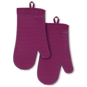 Ribbed Soft Silicone Beet Oven Mitt Set (2-Pack)