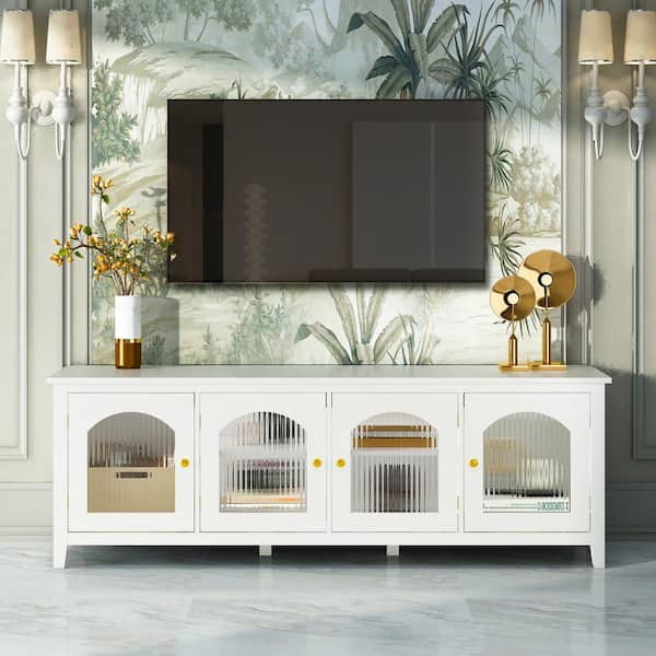 CSC DECOR INC White TV Stand Fits TV's up to 70 in. TVConsoleTable Canbeplacedin the children's room, bedroom Living Room