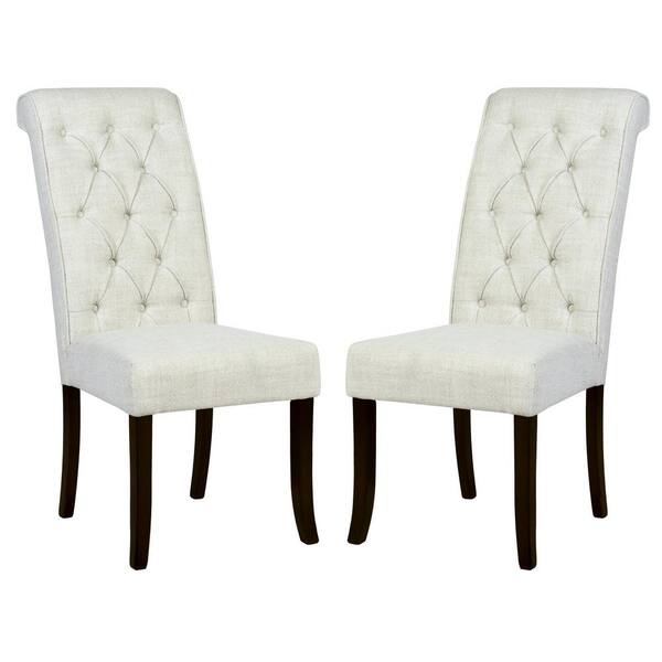 Homy Casa Wilona Tufted Upholstered Dining Chairs, Beige Fabric Kitchen ...