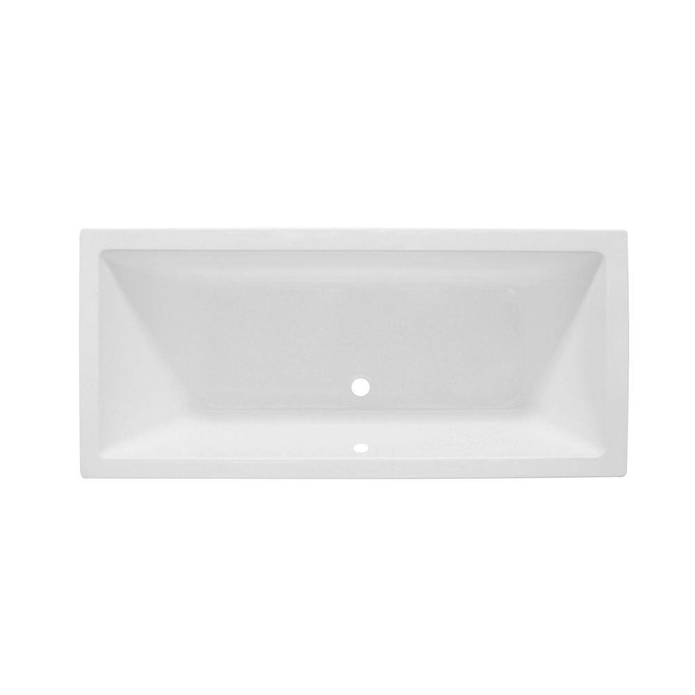 Contemporary 4.9 ft. Acrylic Rectangular Drop-in Center Drain Bathtub in Wh