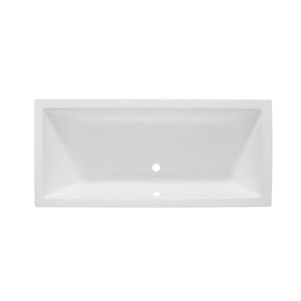 Aqua Eden Contemporary 4.9 ft. Acrylic Rectangular Drop-in Center Drain Bathtub in White