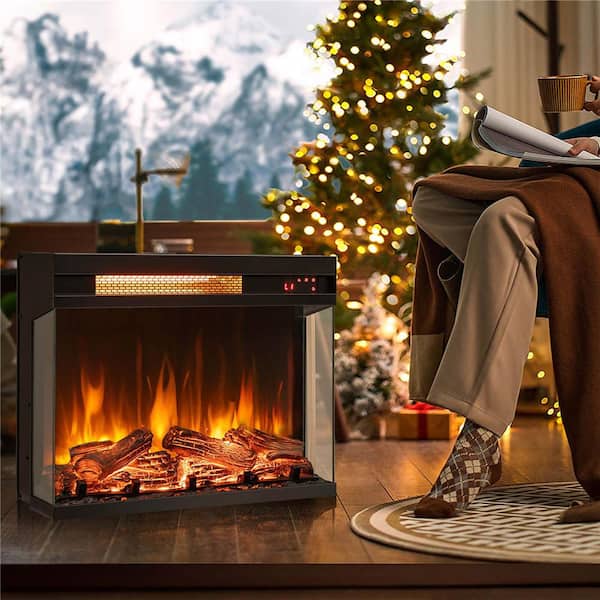 Costway 22.8 in. Ventless Electric Fireplace Insert Heater 1500-Watt with Thermostat and Remote Control