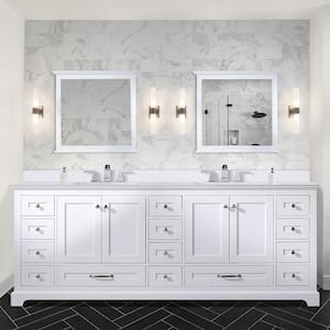 Dukes 84 in. W x 22 in. D White Double Bath Vanity, Cultured Marble Top, and Faucet Set