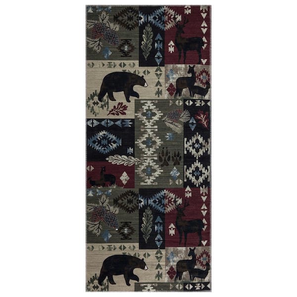 Non Shedding Washable Wrinkle-free Flatweave Southwestern 3x6 Living Room Runner Rug, 2 ft. 7 in. x 6 ft., Multicolor