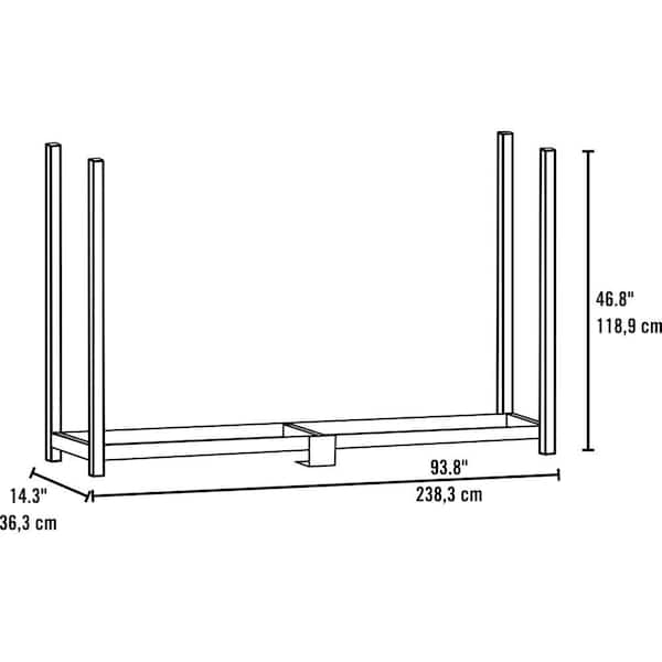8 ft. W x 4 ft. H x 1 ft. D Ultra-Duty, High-Grade Steel Firewood Rack with Premium Wood Rack and Reinforced Spacers