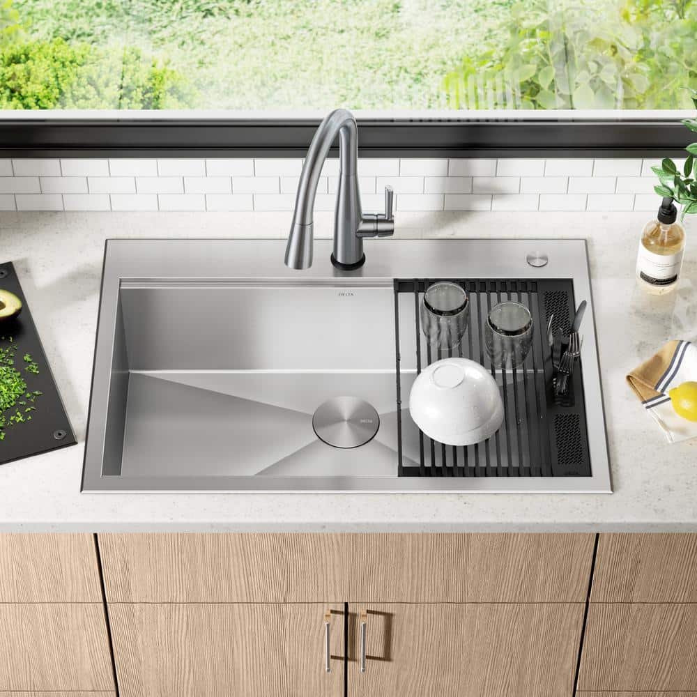 Delta 33-Inch Stainless Steel Single Bowl Workstation Kitchen Sink