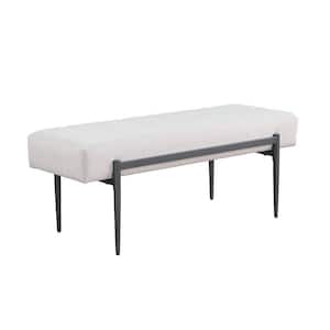 Rita Ivory Modern 47.25 in. Wide Chenille Fabric Bench