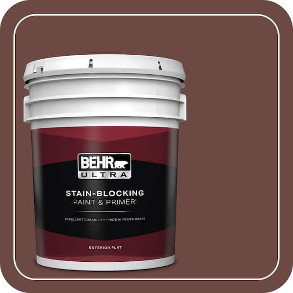 BEHR ULTRA 5 gal. #190F-7 Mayan Red Flat Exterior Paint & Primer