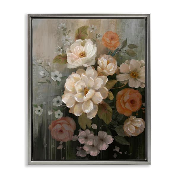Stupell Industries Curled Blooms with Streaks by Nan Gray Floater Frame Nature Graphic Art Print 31 in. x 25 in.