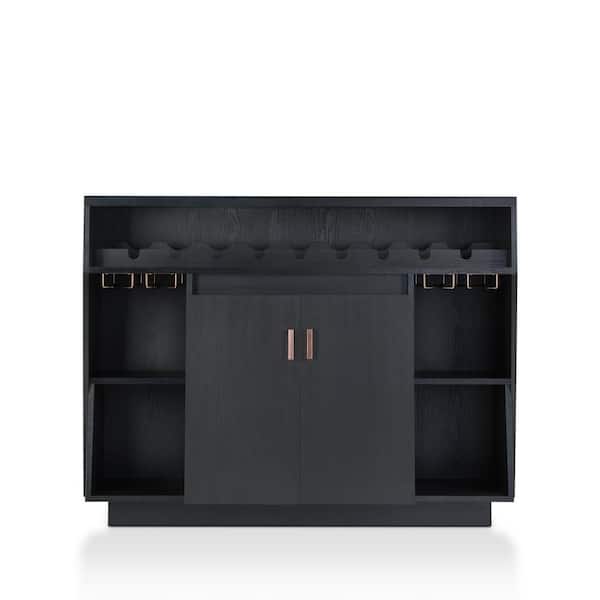 HOMES: Inside + Out Polizzi Contemporary Style Wine Rack Buffet, Black