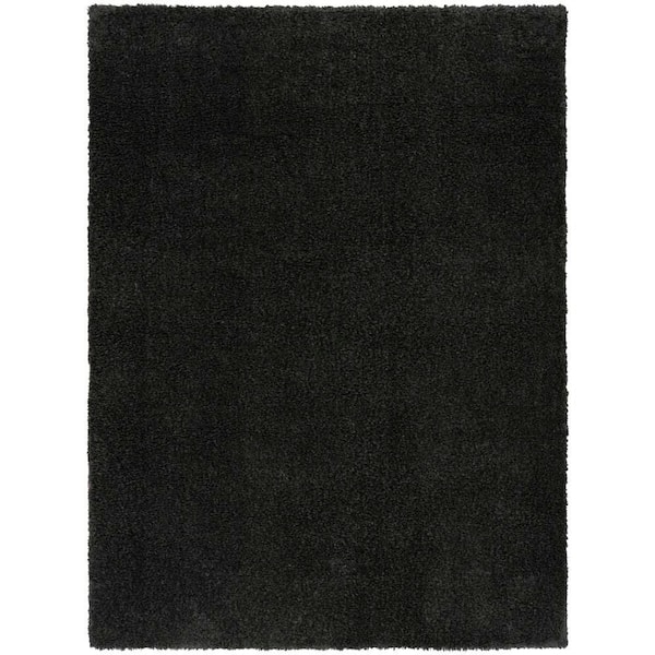 Pacific Shag Black 5 ft. x 7 ft. Solid Contemporary Area Rug