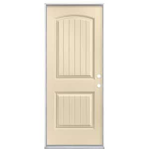 32 in. x 80 in. Cheyenne 2-Panel Left Hand Inswing Painted Smooth Fiberglass Prehung Front Exterior Door No Brickmold
