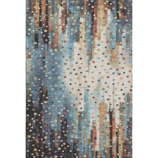 Mayfield Premium Machine Washable Abstract AMF2213 Teal 9 ft. x 12 ft. Area Rug